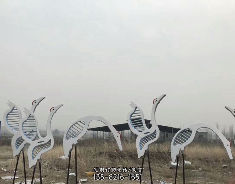 不锈钢剪影仙鹤雕塑 不锈钢剪影仙鹤雕塑