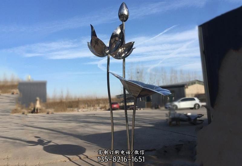 不锈钢公园荷花雕塑 不锈钢公园荷花雕塑