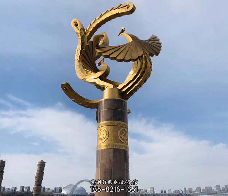 凤凰华表铜雕-凤凰茶雕塑 凤凰华表铜雕-凤凰茶雕塑