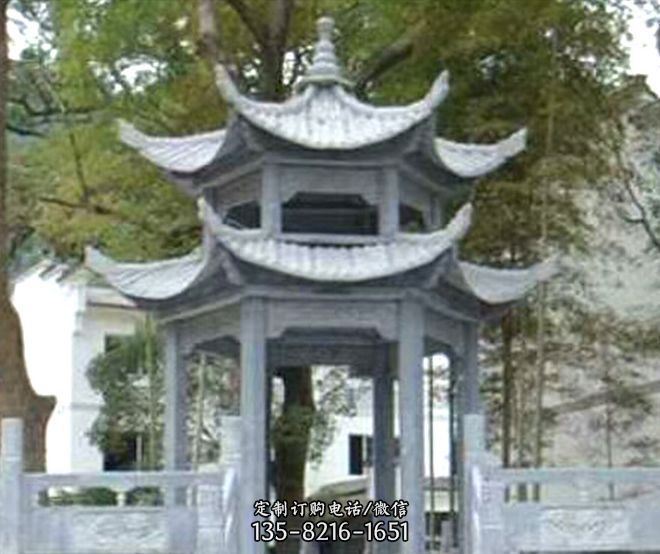 园林景观仿古双层石凉亭 园林景观仿古双层石凉亭