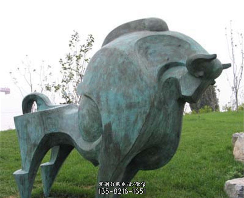 公园抽象牛动物铜雕