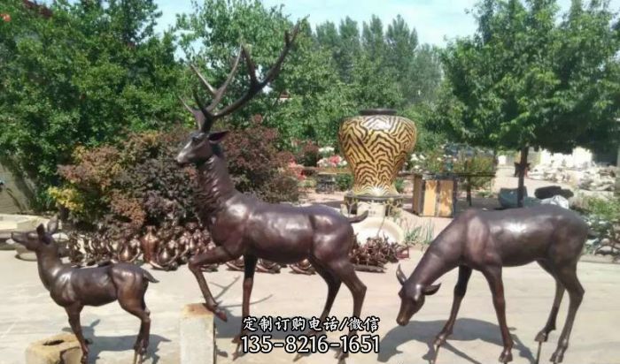 公园鹿动物铜雕