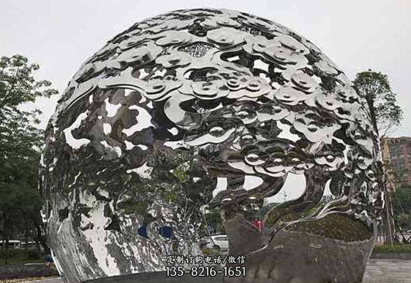 不锈钢祥云镂空球拱门雕塑