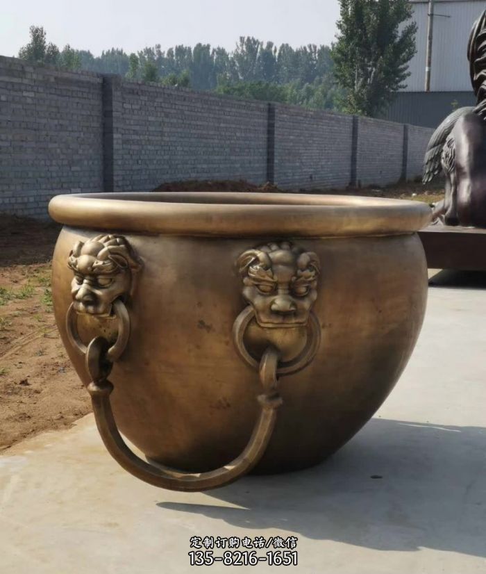 寺庙铜雕水缸-石雕龙鱼盆