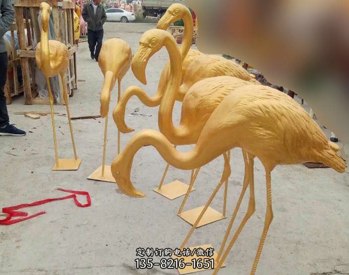 玻璃钢仿铜火烈鸟雕塑 玻璃钢仿铜火烈鸟雕塑