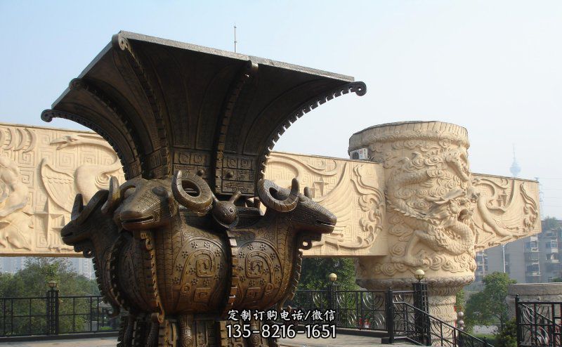 四羊方尊铸铜景观铜雕 四羊方尊铸铜景观铜雕