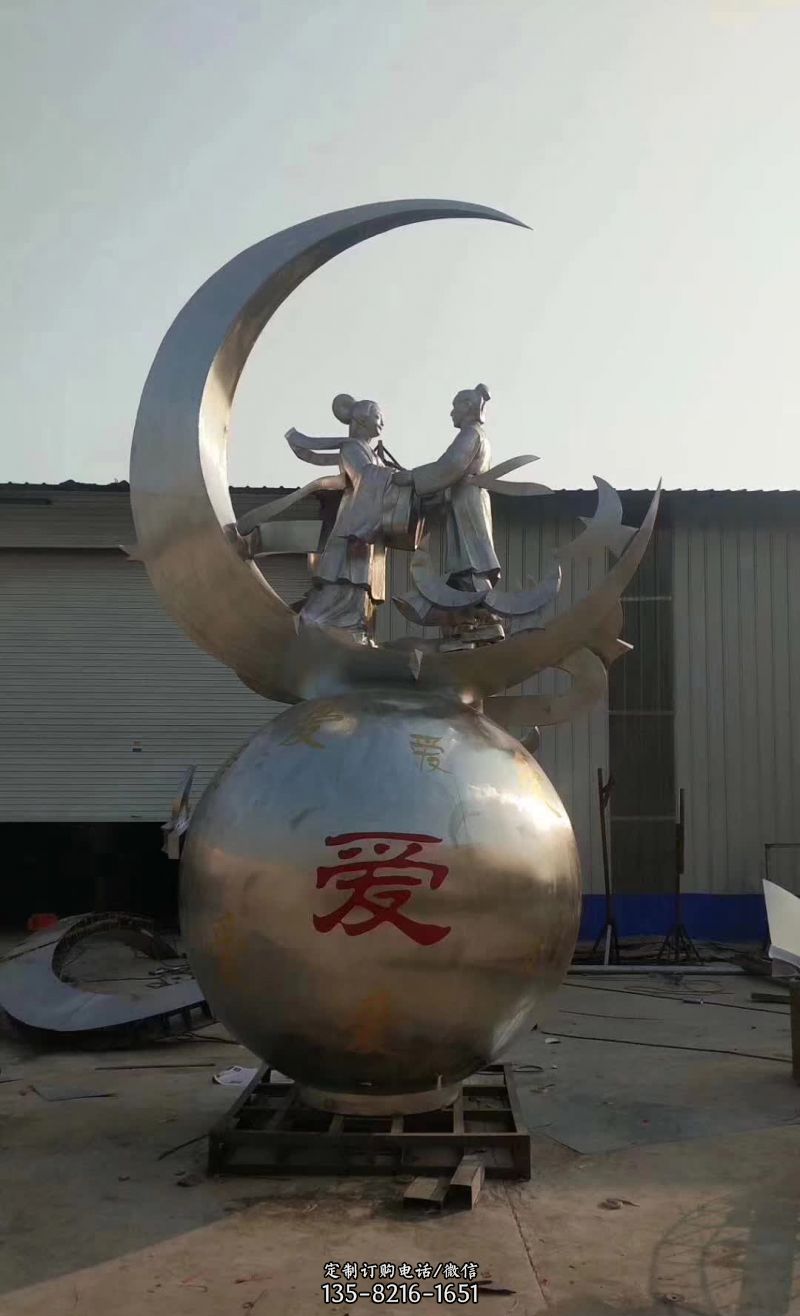 不锈钢牛郎织女雕塑 不锈钢牛郎织女雕塑