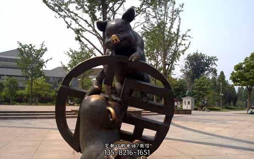公园动物猪铜雕 公园动物猪铜雕