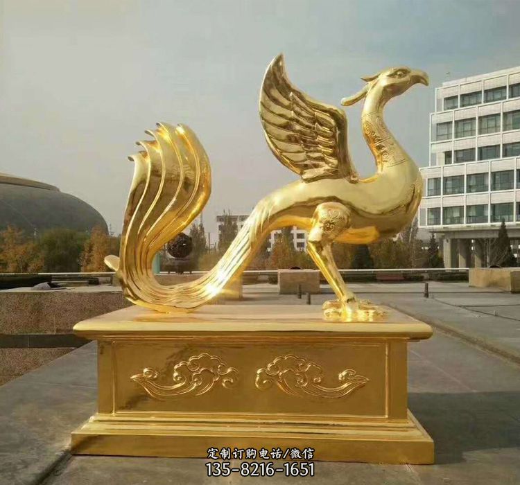 铜雕贴金凤凰-不锈钢广场凤凰雕塑 铜雕贴金凤凰-不锈钢广场凤凰雕塑