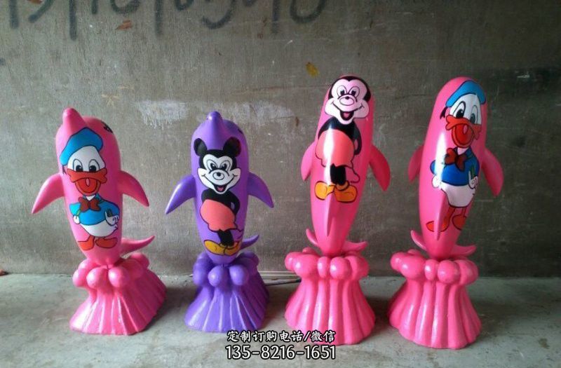 玻璃钢彩绘海豚雕塑 玻璃钢彩绘海豚雕塑