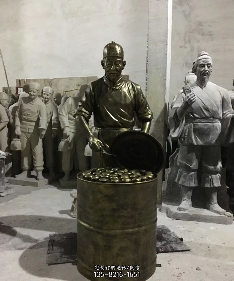 铜雕半夜小笼包人物雕塑 铜雕半夜小笼包人物雕塑