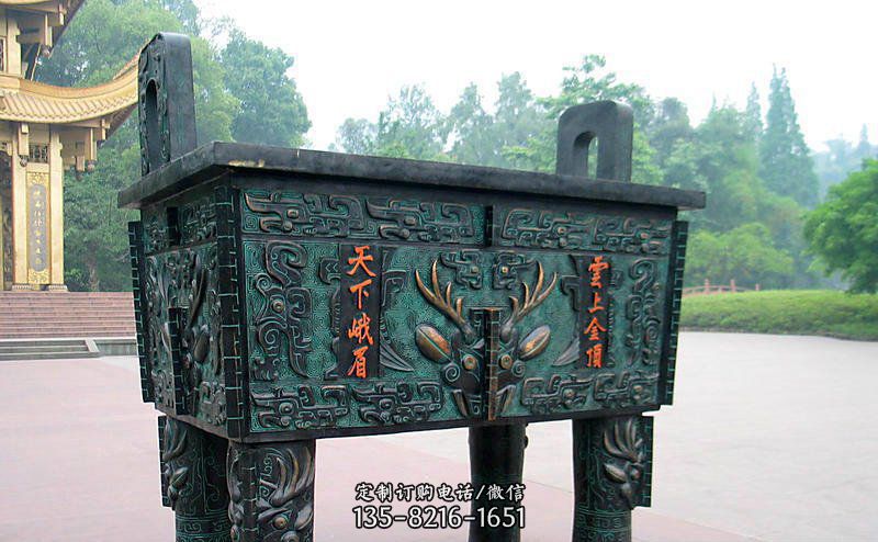 青铜方鼎寺庙雕塑
