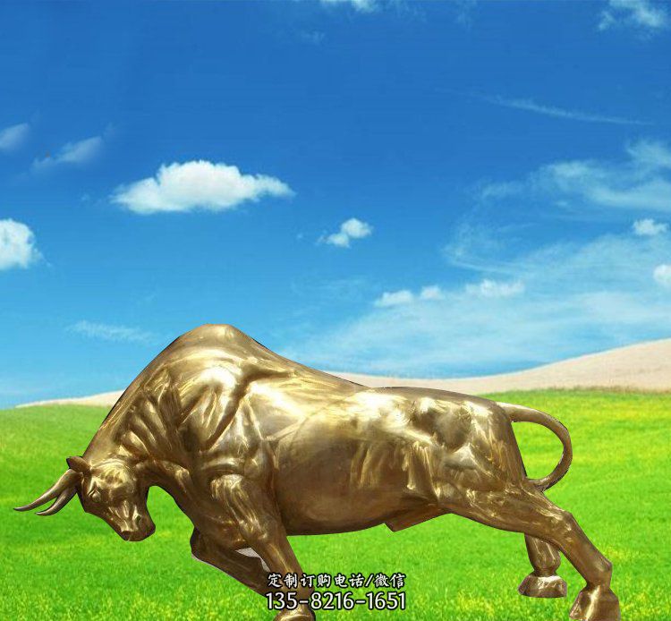 公园铜雕贴金黄牛动物雕塑 公园铜雕贴金黄牛动物雕塑
