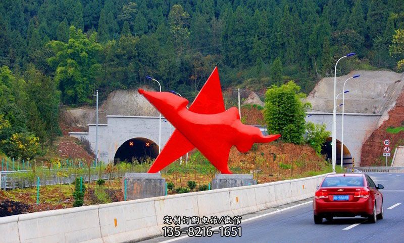 不锈钢景区抽象五角星雕塑 不锈钢景区抽象五角星雕塑