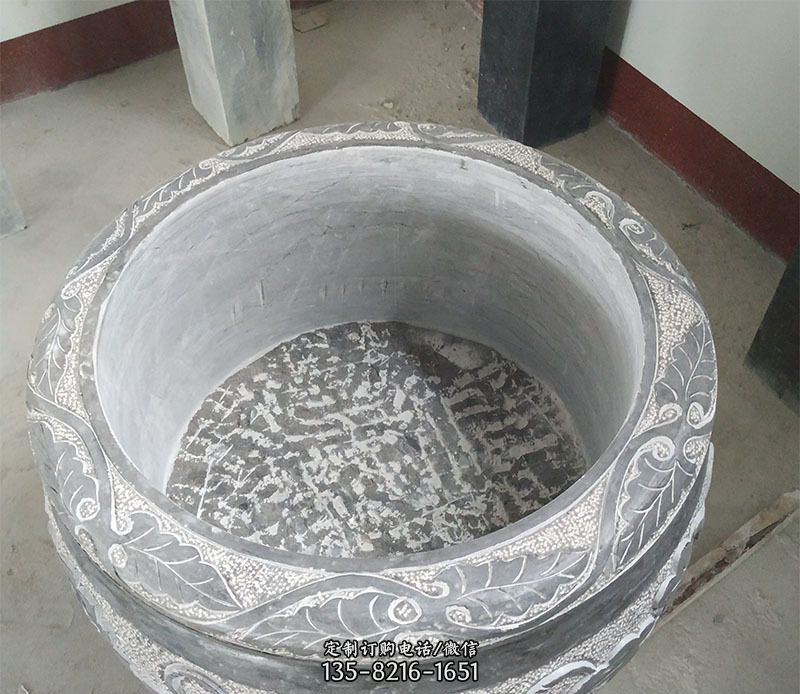庭院仿古花缸景观石雕 庭院仿古花缸景观石雕