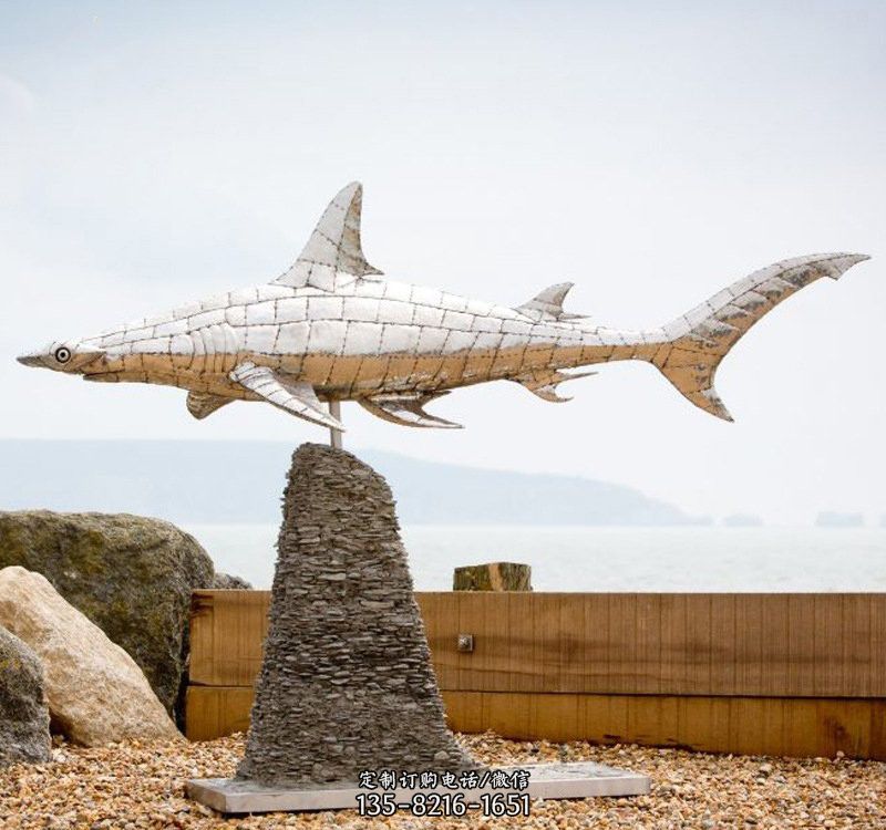 不銹鋼公園動物鯊魚雕塑