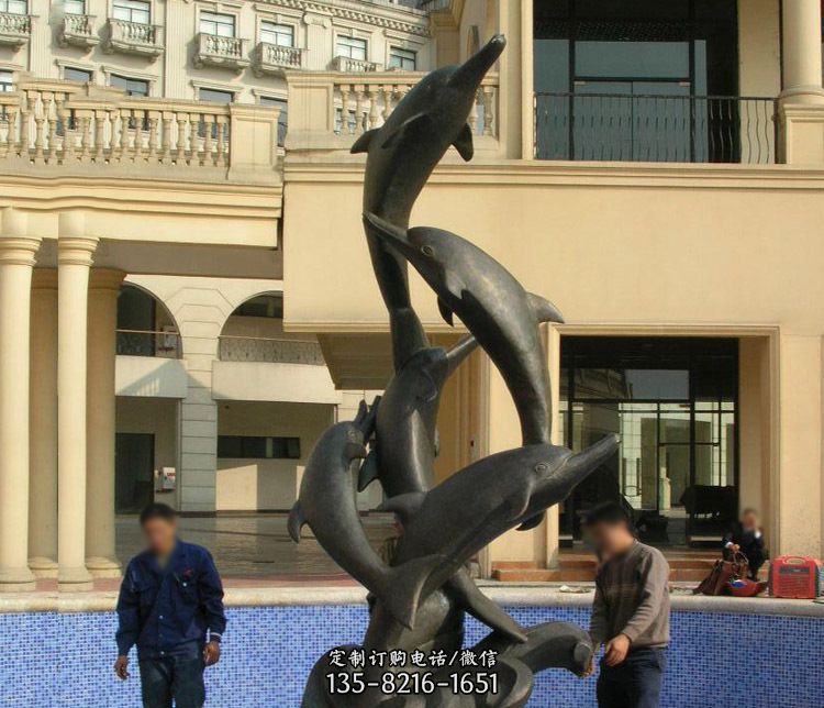 跳跃海豚景观铜雕