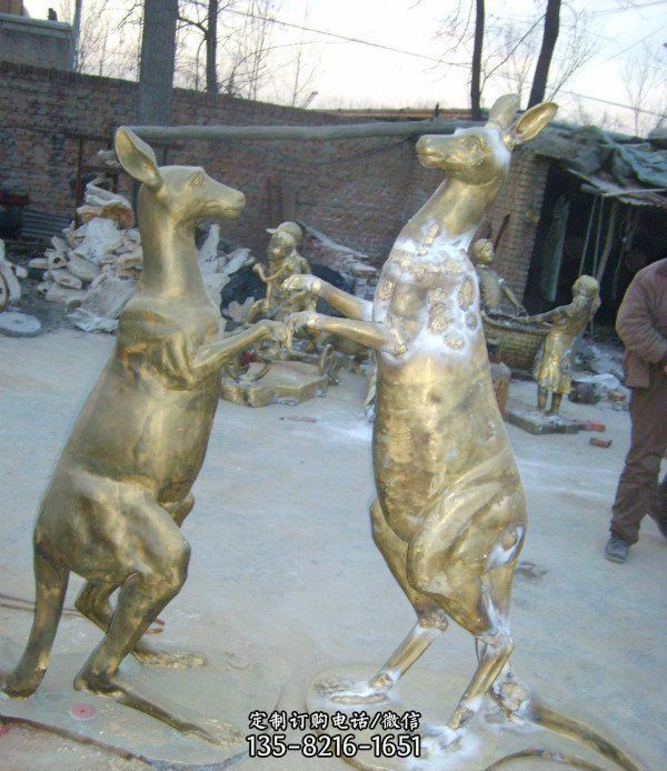 鑄銅袋鼠公園動物銅雕