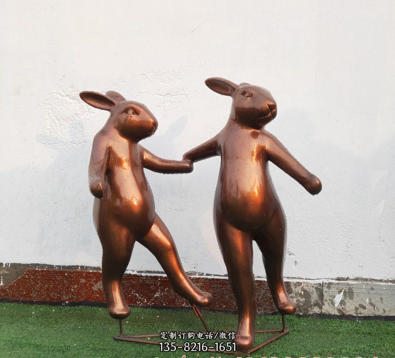 铜雕兔子雕塑-兔子椅石雕