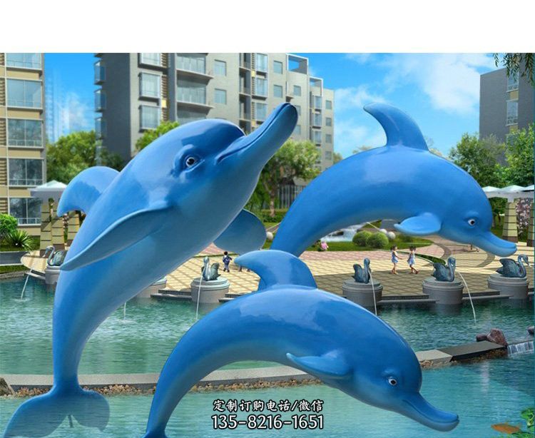 玻璃钢跳跃的海豚雕塑