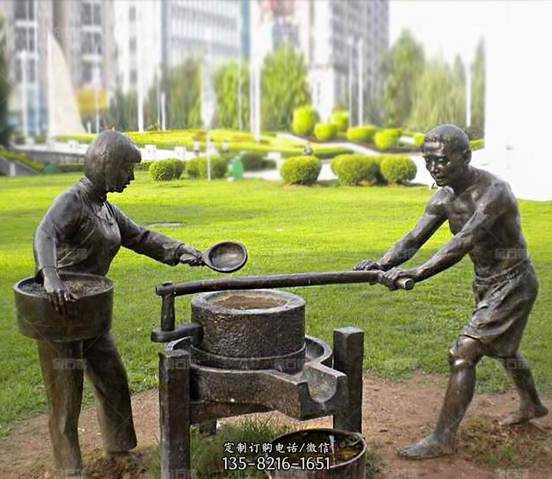 现代推磨人物铜雕 现代推磨人物铜雕