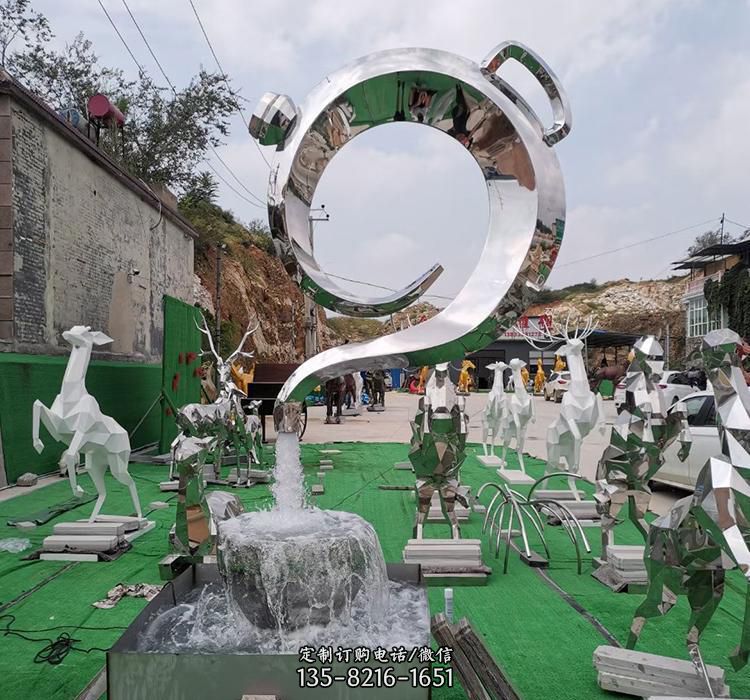 不锈钢茶壶雕塑 不锈钢茶壶雕塑