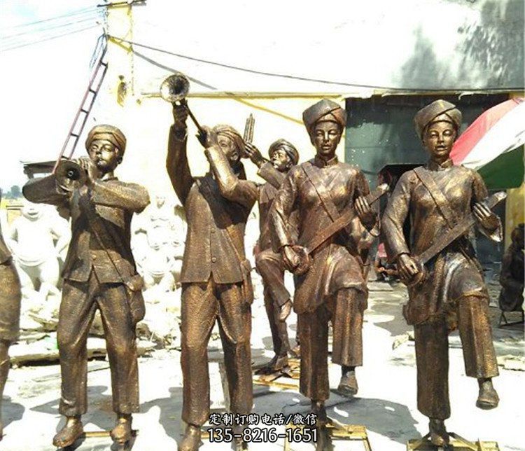 广场铜雕少数民族演唱会人物雕塑