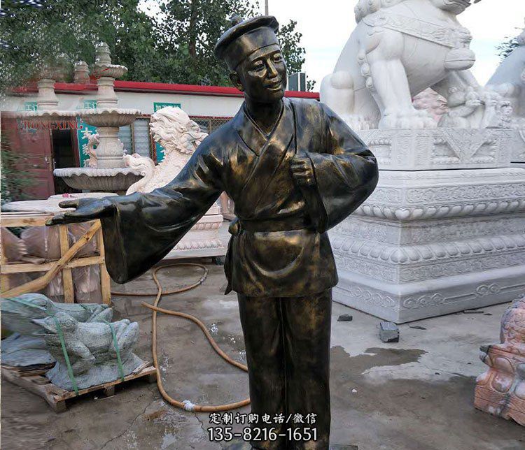 广场铜雕迎宾人物雕塑