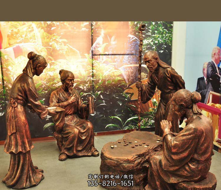 广场铜雕下围棋人物雕塑 广场铜雕下围棋人物雕塑