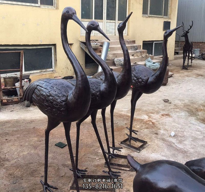 公園動物銅雕丹頂鶴