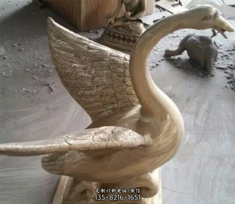 天鹅动物铜雕-小天鹅雕像