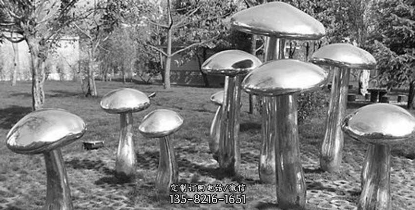 公园不锈钢镜面蘑菇景观雕塑