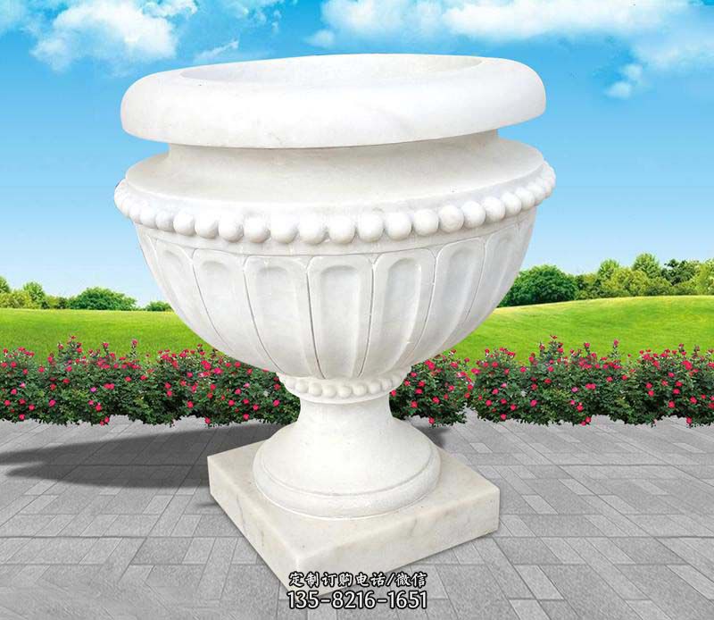 汉白玉景观花盆雕塑 汉白玉景观花盆雕塑