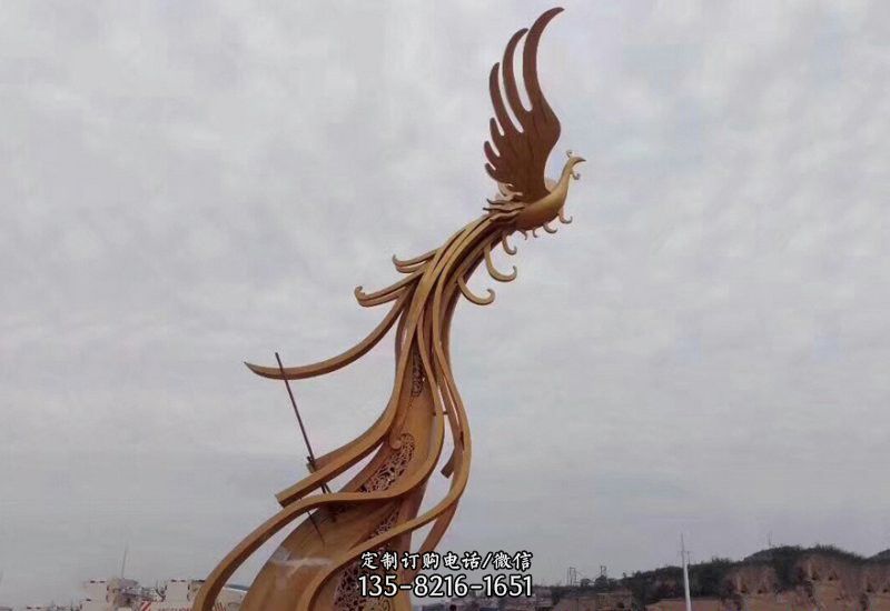 不锈钢金凤凰雕塑2 不锈钢金凤凰雕塑2