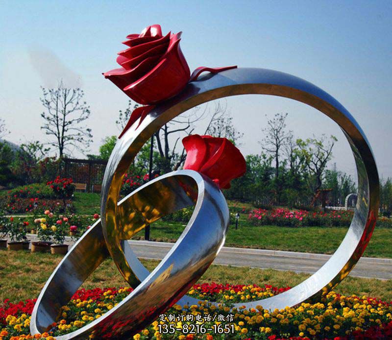 不锈钢玫瑰戒指雕塑
