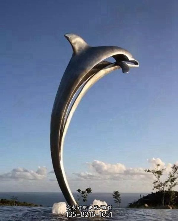 广场不锈钢抽象海豚雕塑 广场不锈钢抽象海豚雕塑