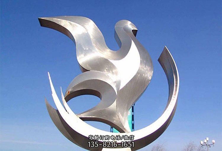 不锈钢广场大型抽象鸽子雕塑