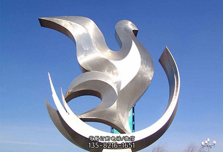 不锈钢广场大型抽象鸽子雕塑 不锈钢广场大型抽象鸽子雕塑