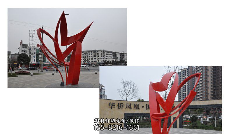 小区不锈钢抽象凤凰雕塑 小区不锈钢抽象凤凰雕塑
