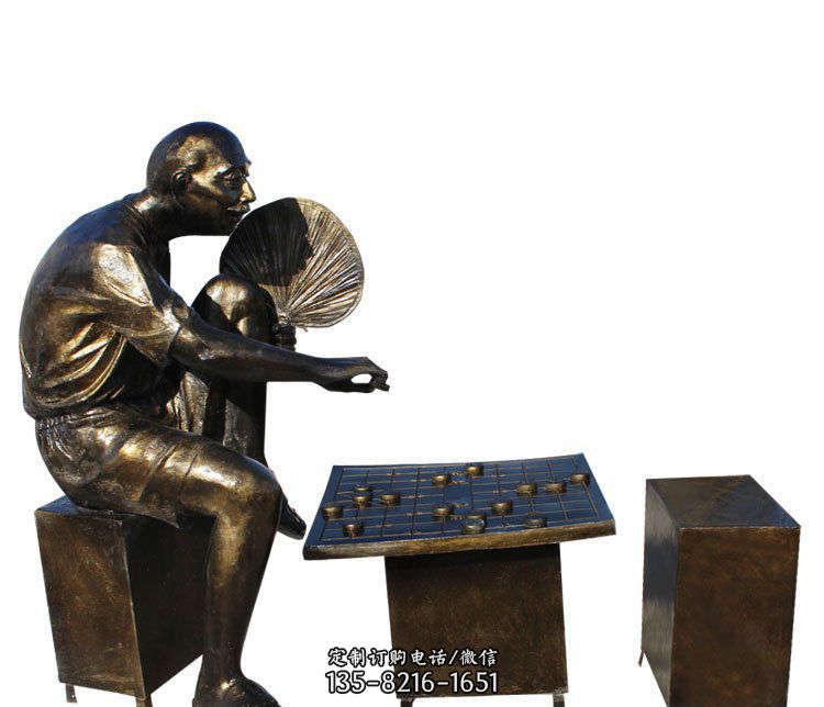 公园人物下棋的老汉铜雕