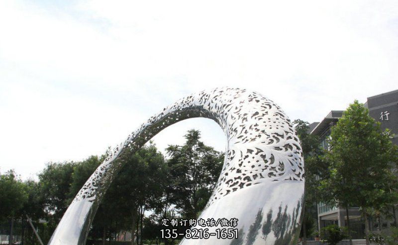 公园不锈钢圆形拱门雕塑 公园不锈钢圆形拱门雕塑