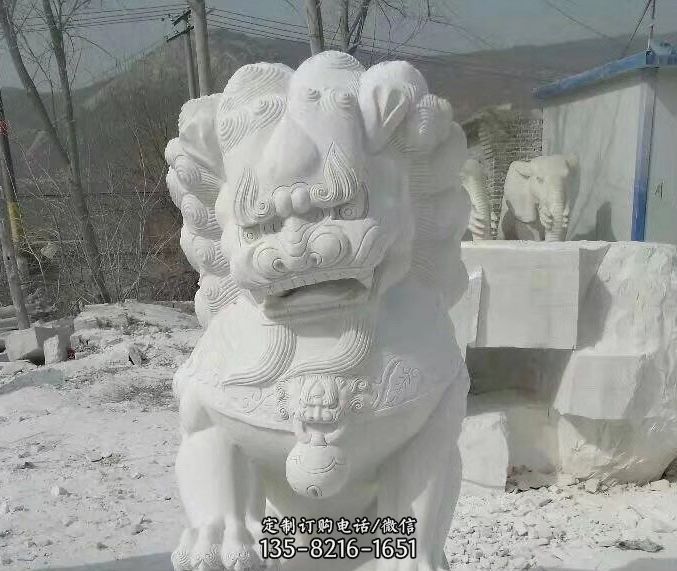 踩绣球石狮子寺庙景观石雕 踩绣球石狮子寺庙景观石雕