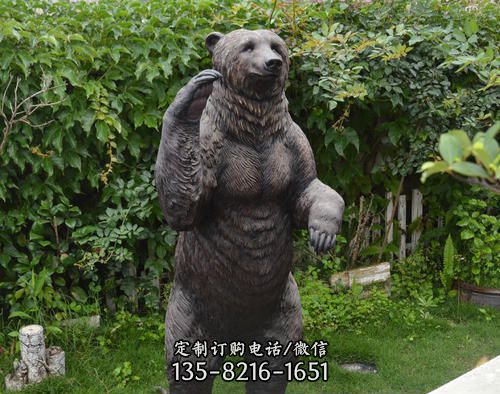 狗熊动物铜雕-仿真鳄鱼雕塑-园林草坪仿真动物雕塑摆件