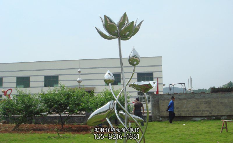 不锈钢公园荷花雕塑 不锈钢公园荷花雕塑