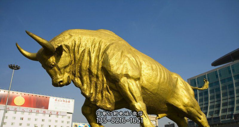 广场牛动物铜雕