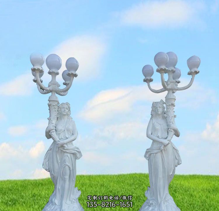 玻璃钢西方美女路灯 玻璃钢西方美女路灯