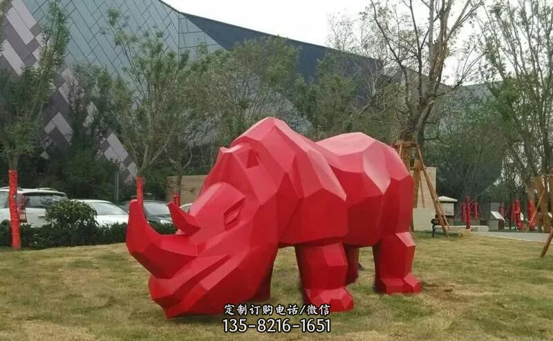 公园不锈钢犀牛雕塑