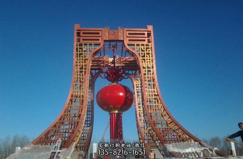 广场不锈钢大型灯笼雕塑 广场不锈钢大型灯笼雕塑