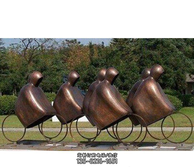 铜雕园林减肥人物雕塑