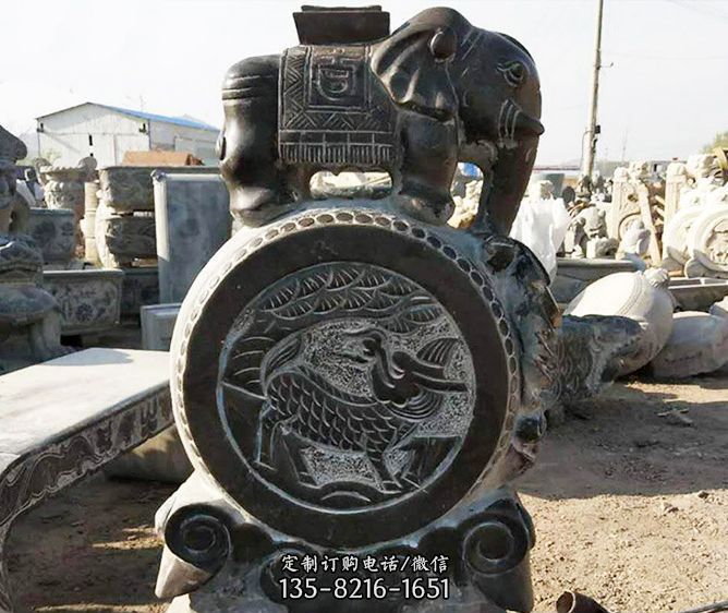 小象抱鼓石仿古石门墩 小象抱鼓石仿古石门墩